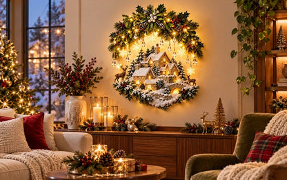 ✨last Day 49% Off✨snowy Village Glow Cascade™ – Lighted Winter Country Christmas Wall Decor✨