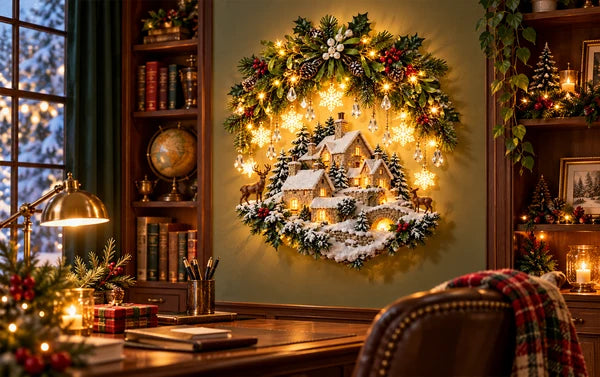 ✨last Day 49% Off✨snowy Village Glow Cascade™ – Lighted Winter Country Christmas Wall Decor✨