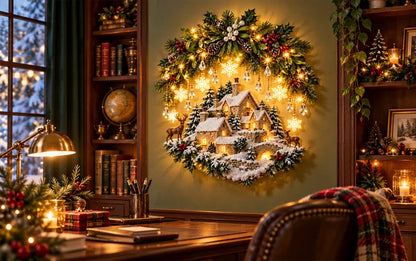 ✨last Day 49% Off✨snowy Village Glow Cascade™ – Lighted Winter Country Christmas Wall Decor✨