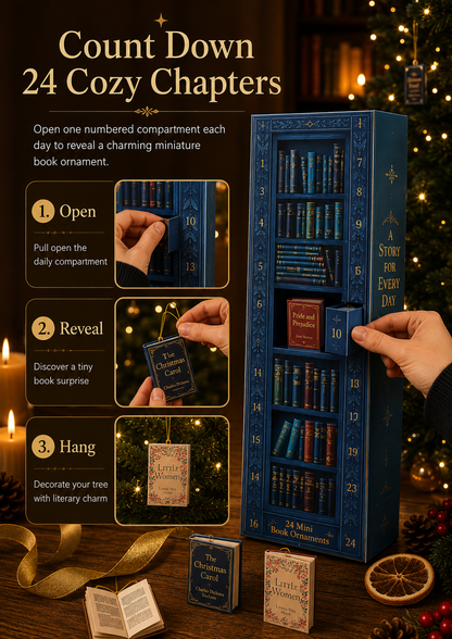 24-Day Book Ornament Advent Calendar | Christmas Gift for Book Lovers