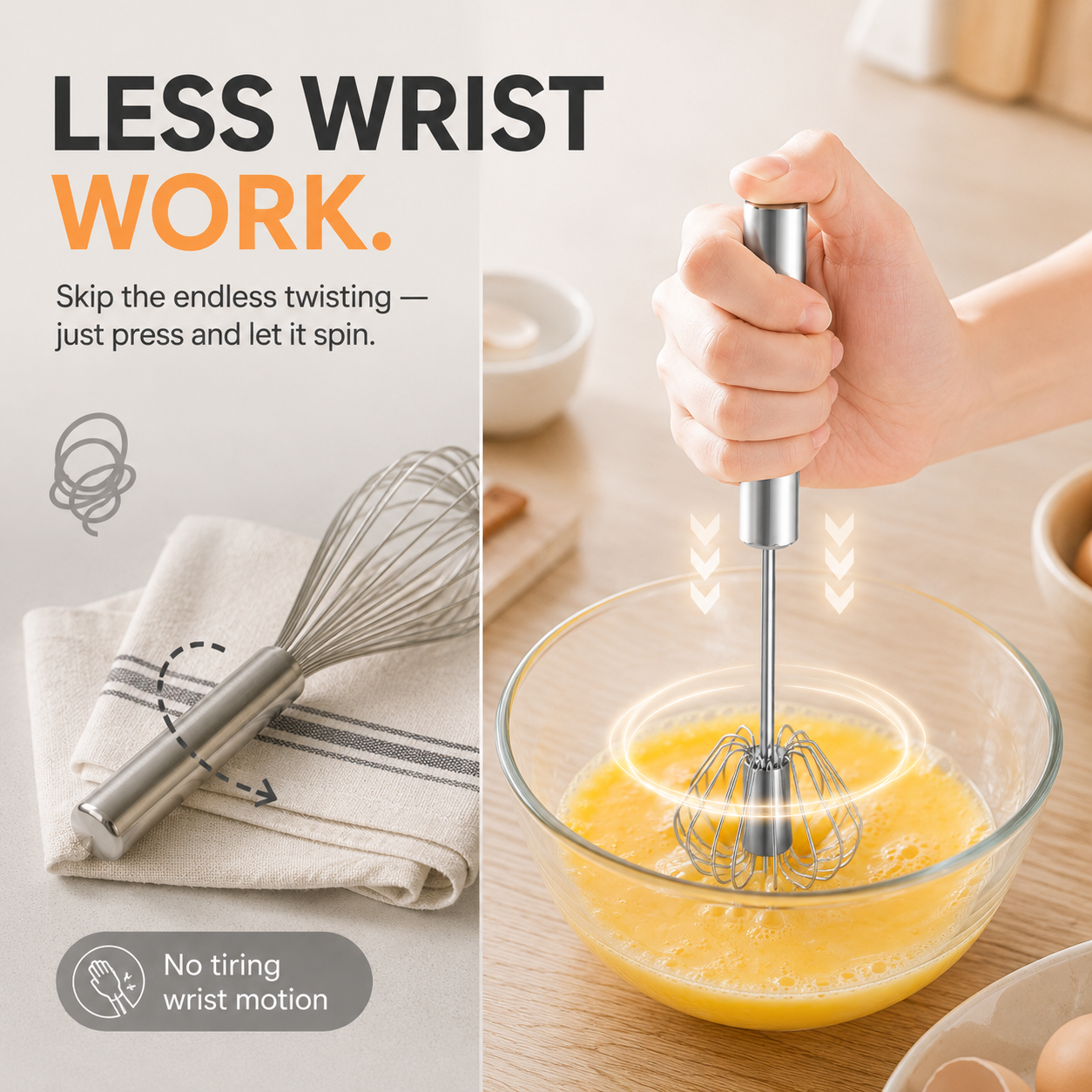 ⚡2-Pack Hand-Push Rotary Whisk – Press, Spin & Mix with Ease