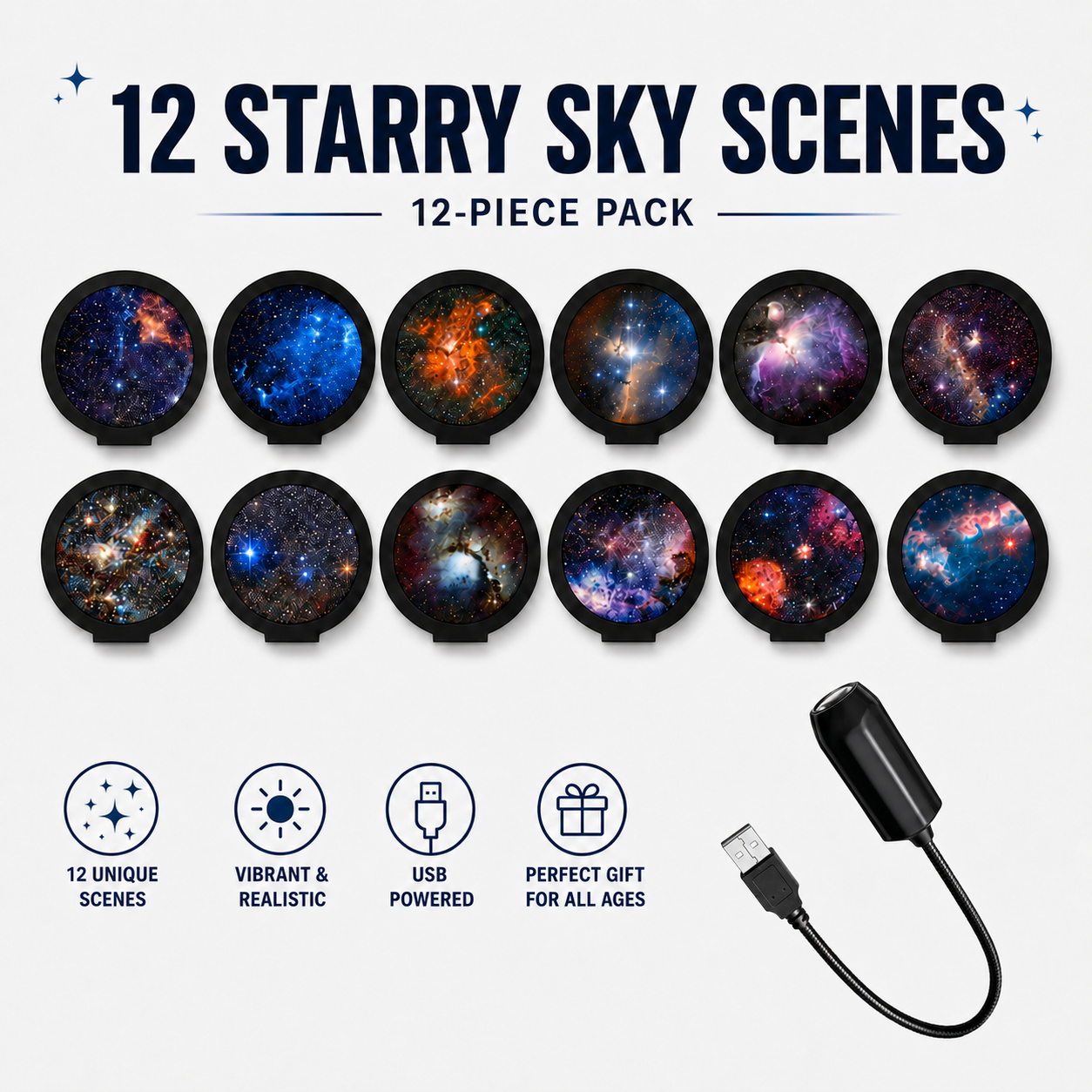 ✨USB Holiday Scene Projector – Christmas & Galaxy