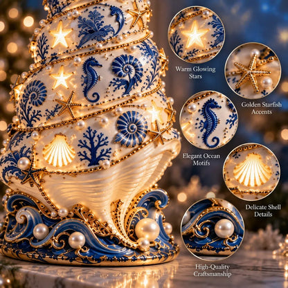 ⏳ Last Day 49% OFF – 🌊 Coastal Christmas Seashell Tree Projection Lamp