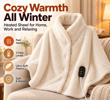 🔥 Wearable Heated Zip-Up Blanket – Ultra-Soft Cozy Winter Shawl