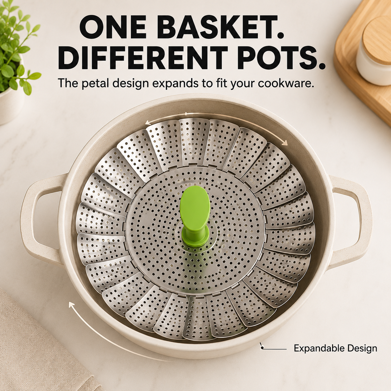 🥕Expandable Steamer Basket – Turn Any Pot Into a Steamer