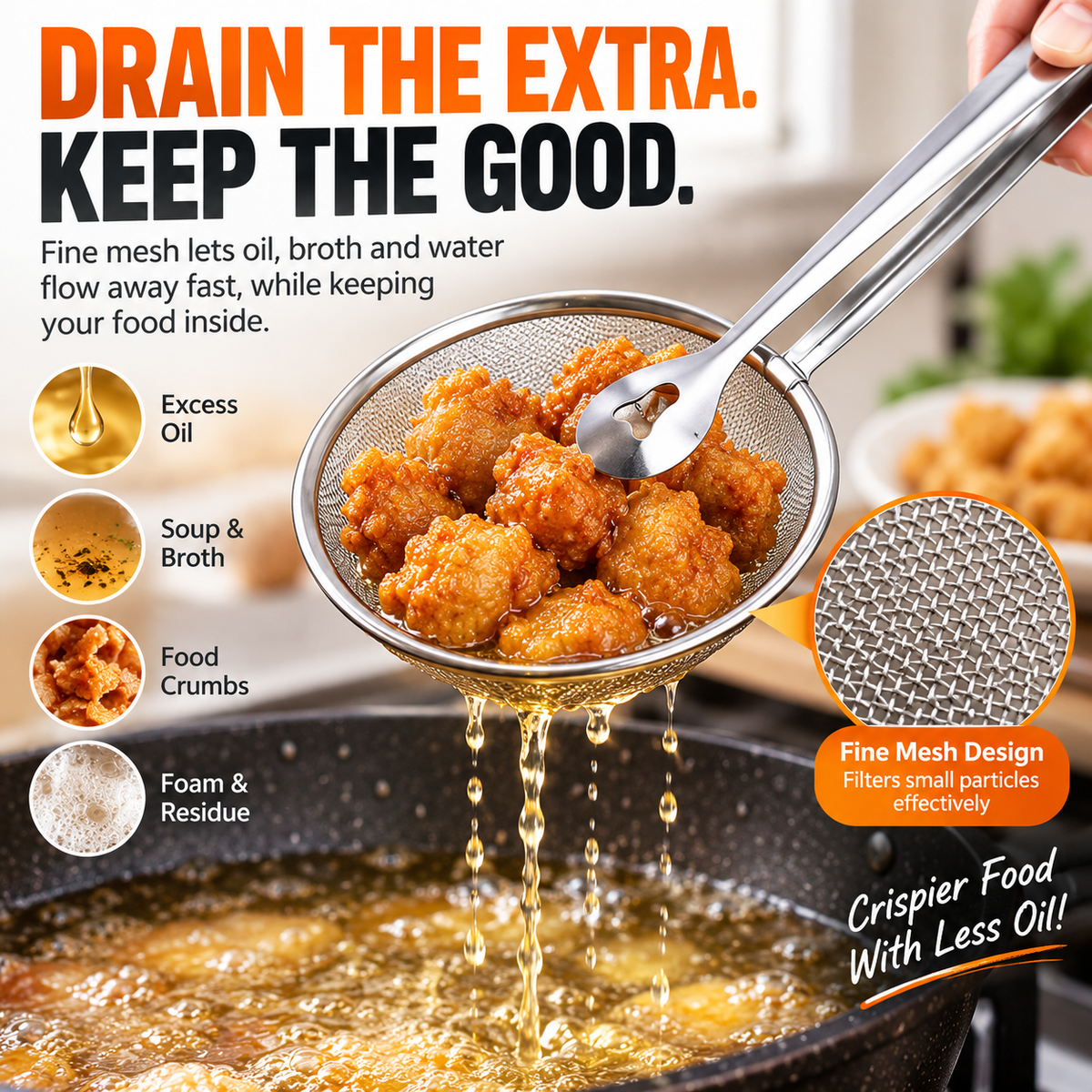 fine mesh stainless steel strainer tongs