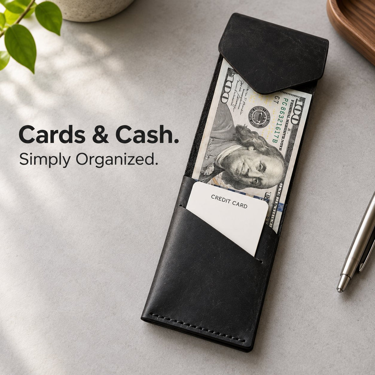 💰Handmade genuine leather wallet – Slim Magnetic Card & Cash Holder for Men