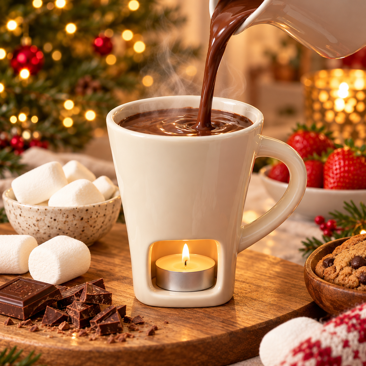 🍫 Cozy Chocolate Fondue Mug – Candle-Warmed Dessert Cup for Sweet Nights