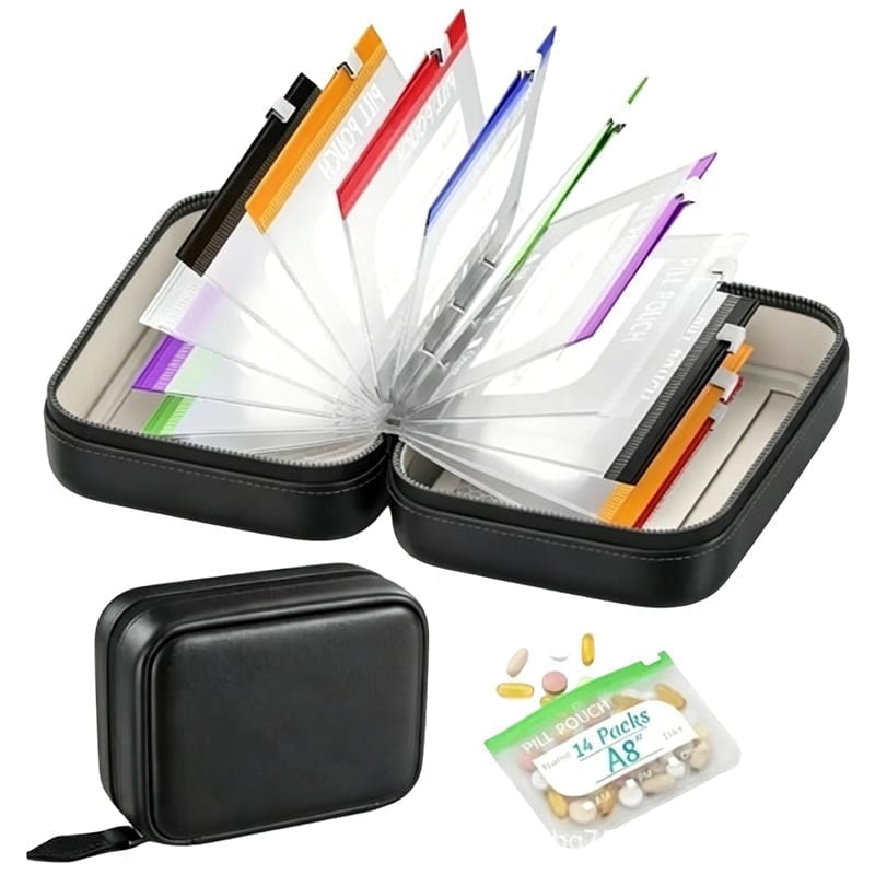 💊A8 Waterproof Pill Pouch Set – 7 to 14 Days of Meds & Vitamins💧Waterproof & Crush-Resistant Shell