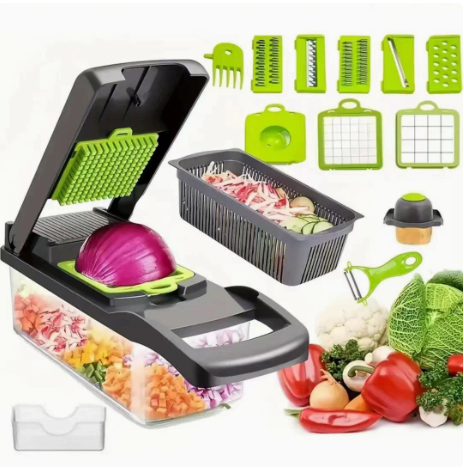 Versatile Kitchen Vegetable Chopper & Dicer: Heavy Duty Food Slicer with Hand Guard for Safe, Easy Onion, Potato & Fruit Cutting