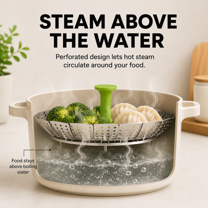 🥕Expandable Steamer Basket – Turn Any Pot Into a Steamer