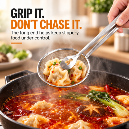 🔥 2pack-2-in-1 Stainless Steel Strainer Tongs