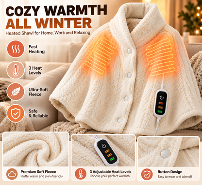 🔥 Wearable Heated Zip-Up Blanket – Ultra-Soft Cozy Winter Shawl