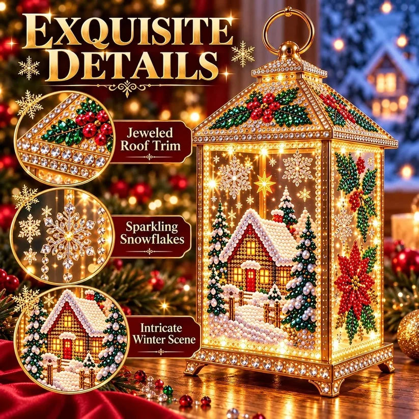 🧩DIY Light-Up Christmas Diamond Art Lantern Kit – Create Your Own Magical Holiday Glow ✨