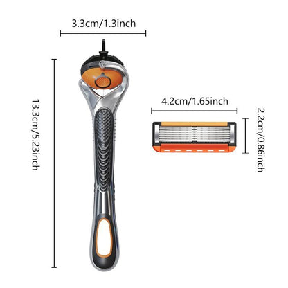 🔥12-48 Piece Men's Razor Blade Replacement Set with Free Handle - Ultra Sharp Stainless Steel Blades for Smooth Shaving