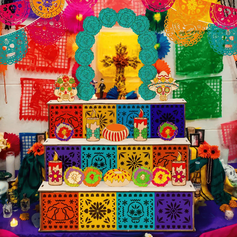 🎃Day of the Dead Wooden Altar Display Set | 💕Death is not the end of life, forgetting is