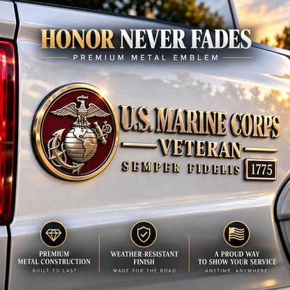 U.S. Navy Veteran Metal Car Emblem – 3D Adhesive Badge, No-Drill Military-Inspired Car & Truck Decoration