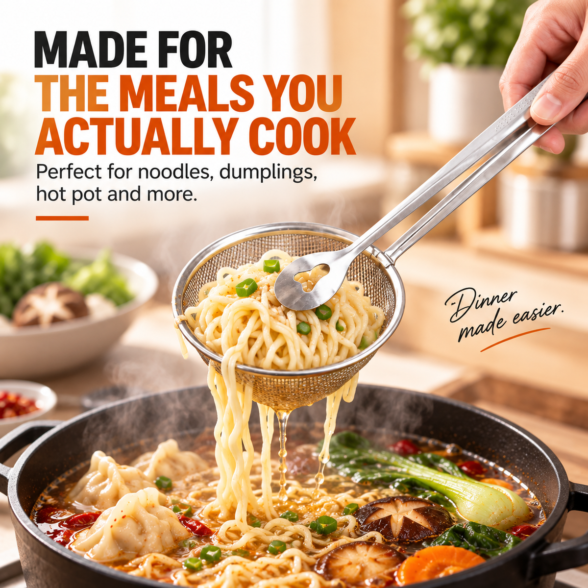 strainer tongs for noodles dumplings and hot pot