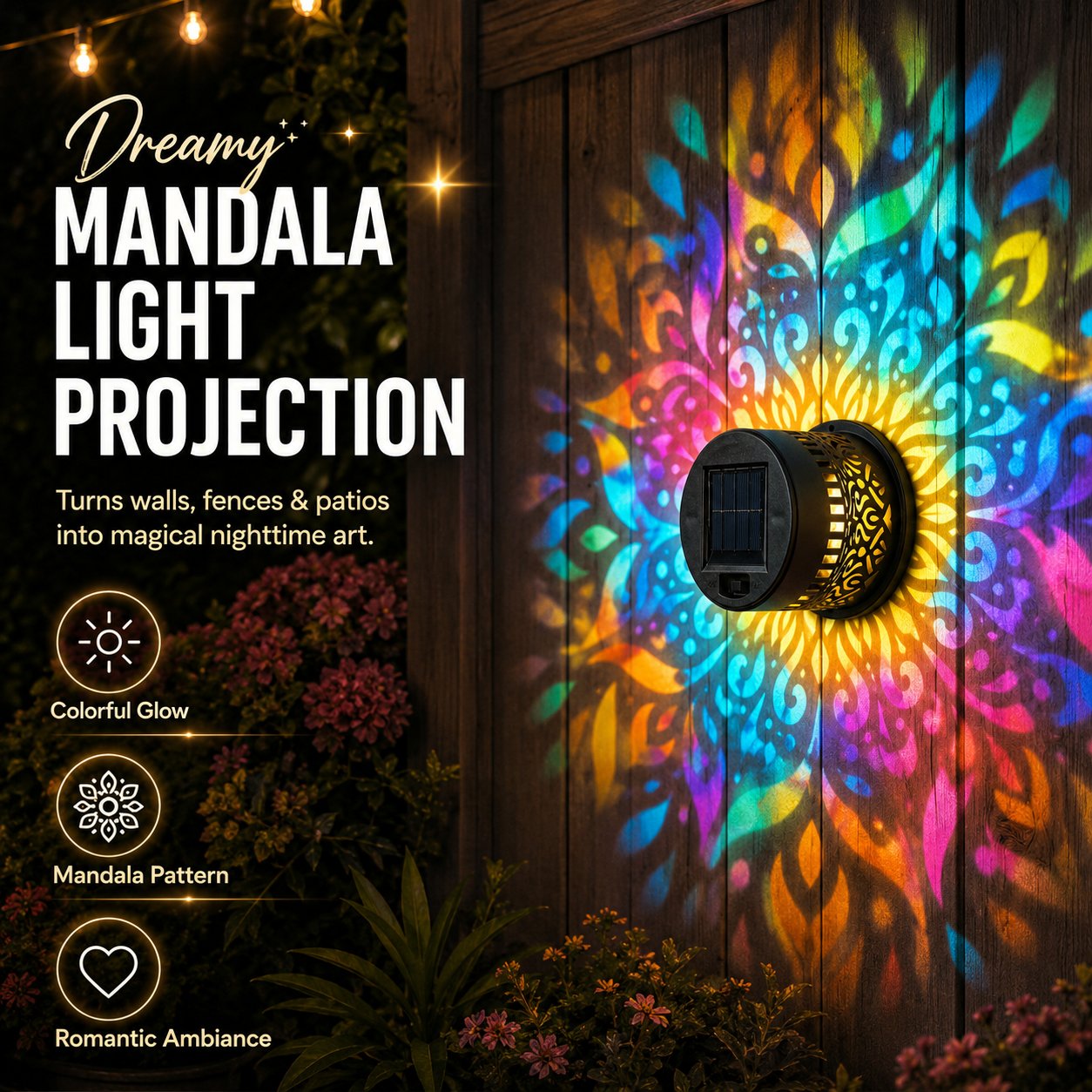 🏡Mandala Pattern Solar Wall Light Garden Yard Ambient Lighting