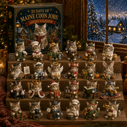 Maine Coon Jobs Advent Calendar 2026 – 24 Days of Unique Collectible Cat Miniatures, Christmas Countdown Gift for Maine Coon & Cat Lovers