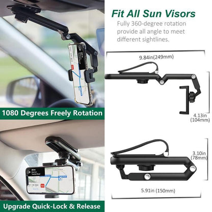 New 1080° multi-functional sun visor universal 360° rotating phone holder