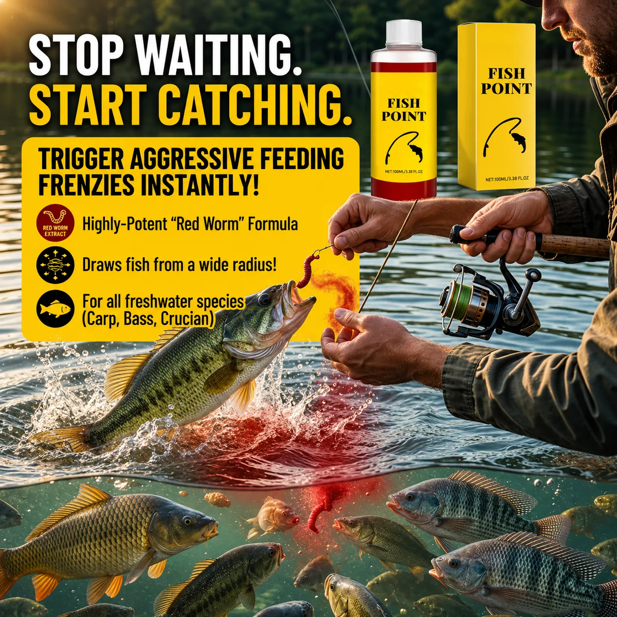 🔥Red Worm Fish Attractant – Fast-Action Liquid Bait Booster