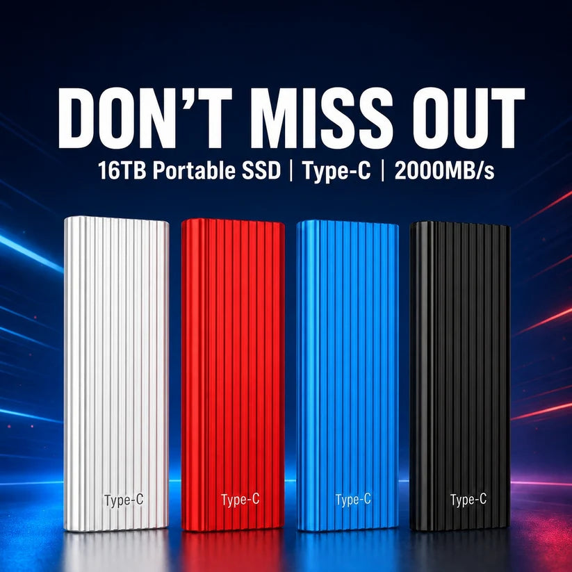 ⚡Flash Sale🏆 50K+ SOLD! Almost Gone-🔥16TB Large-Capacity Type-C Portable Mini SSD