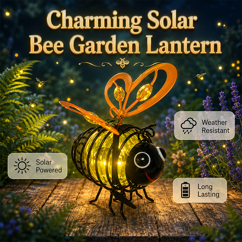 🌙 50% OFF – Solar Bee Light, Warm Amber Glow, Flicker-Free, Indoor/Outdoor