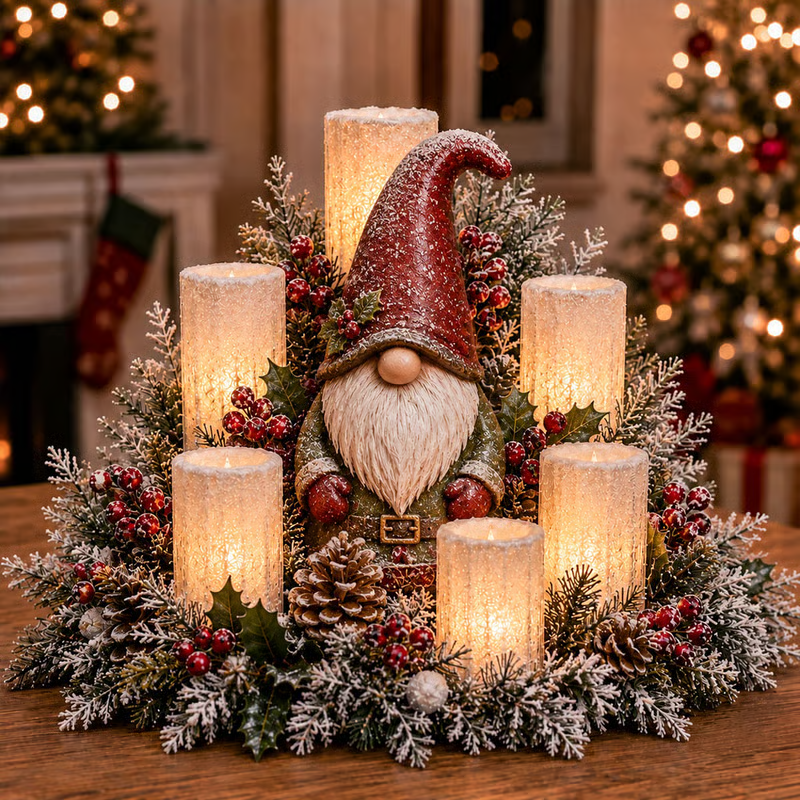 ❄️Christmas Lighted Centerpiece with Flameless Candle Glow❄️