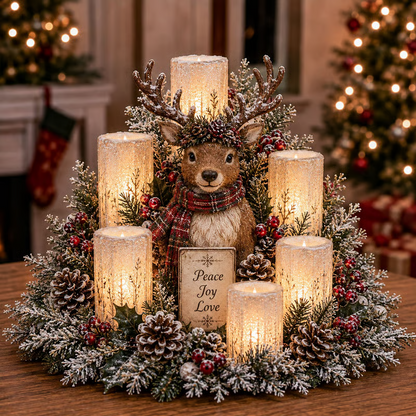 ❄️Christmas Lighted Centerpiece with Flameless Candle Glow❄️