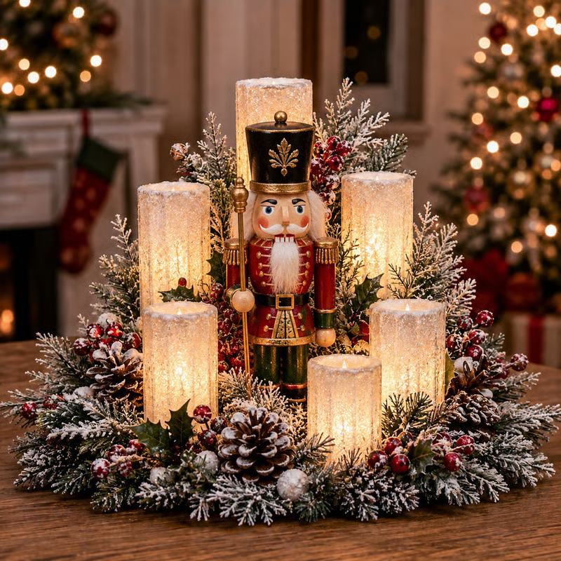 ❄️Christmas Lighted Centerpiece with Flameless Candle Glow❄️
