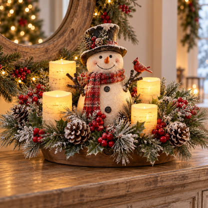 ❄️Christmas Lighted Centerpiece with Flameless Candle Glow❄️