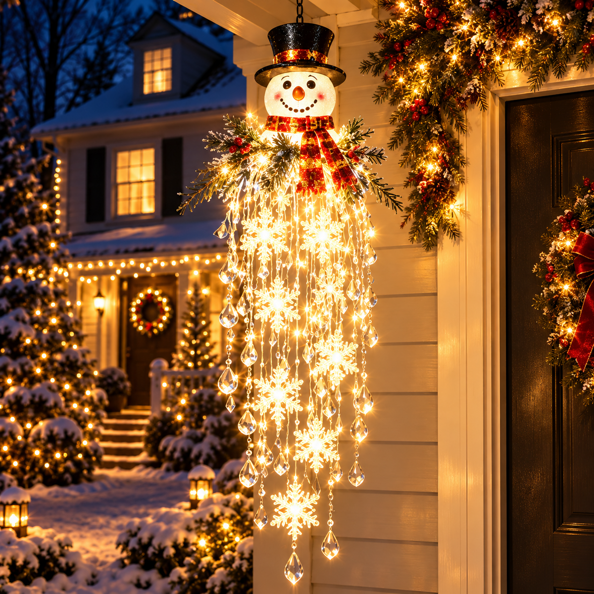 ✨❄️Crystal Cascade Christmas Light™ – Hanging Snowflake & Crystal LED Porch Décor
