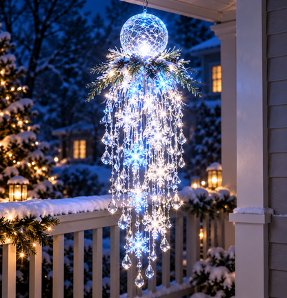 ✨❄️Crystal Cascade Christmas Light™ – Hanging Snowflake & Crystal LED Porch Décor