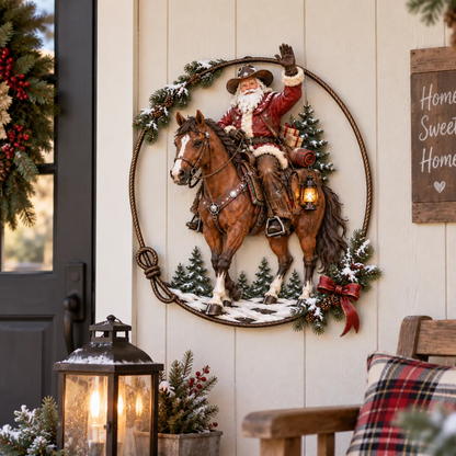 🔥Western Cowboy Santa Christmas Metal Wall Decor
