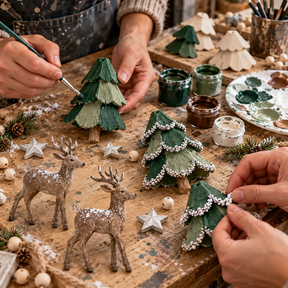 🎄 Light-Up Woodland Christmas Garland – Handmade Deer & Tree Decor with Warm LED Glow ✨