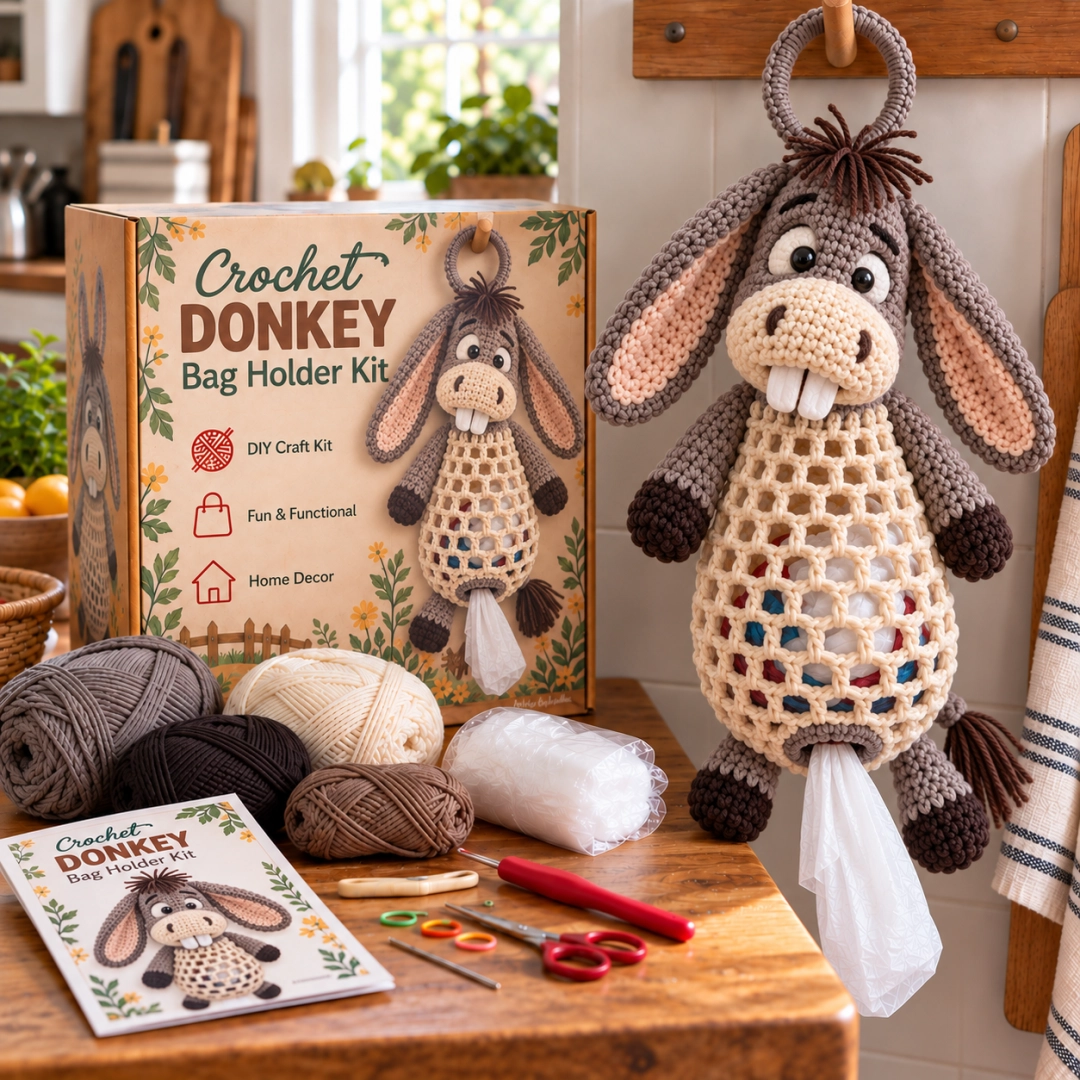 🧶Crochet Animal Bag Holder DIY Kit – Cute & Functional Hanging Storage Craft Kit🔥