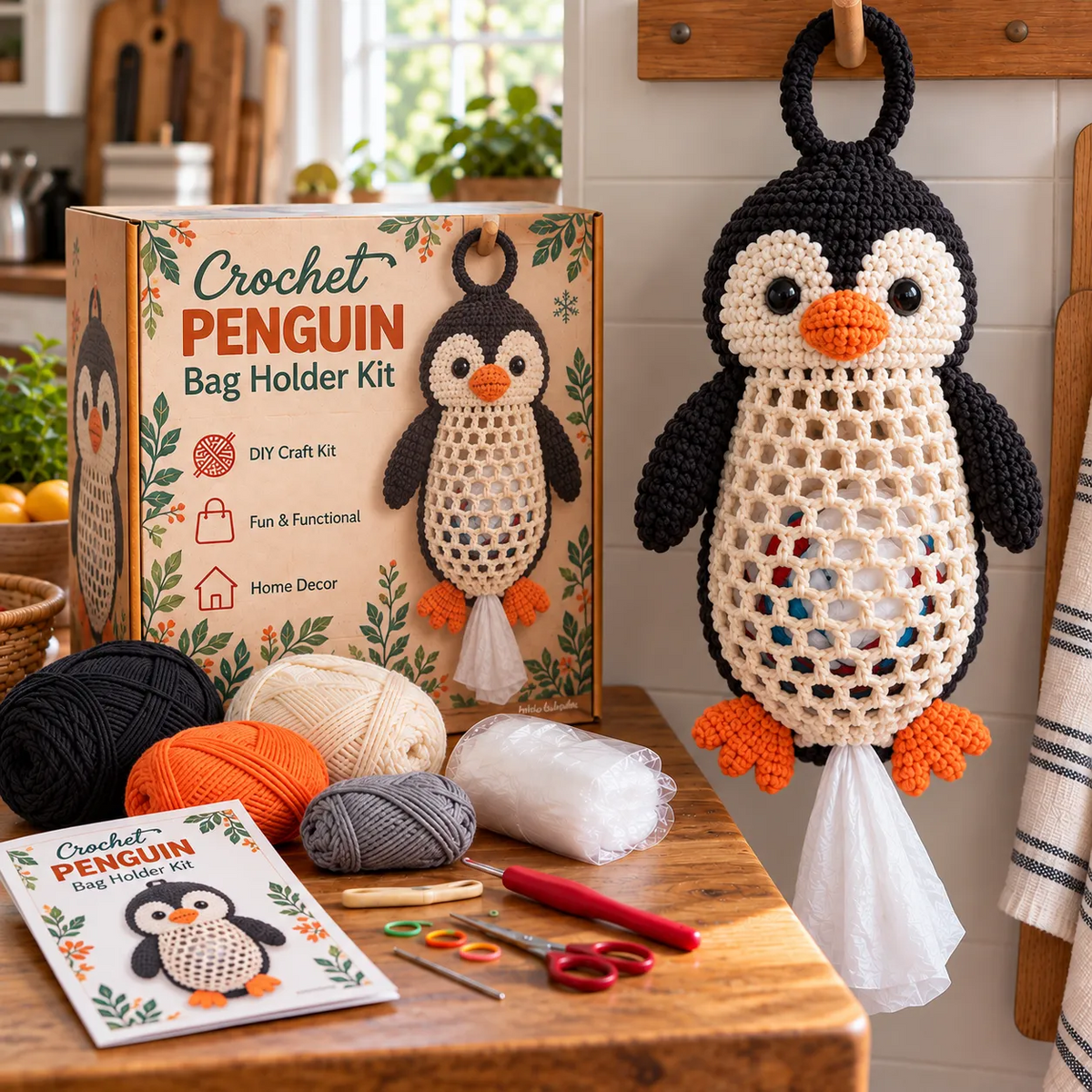 🧶Crochet Animal Bag Holder DIY Kit – Cute & Functional Hanging Storage Craft Kit🔥