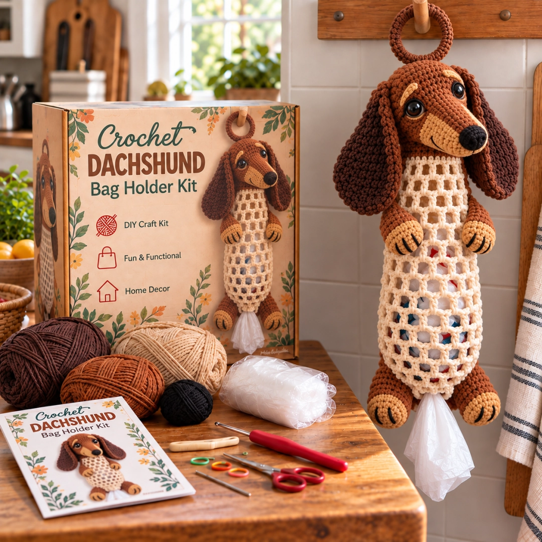 🧶Crochet Animal Bag Holder DIY Kit – Cute & Functional Hanging Storage Craft Kit🔥