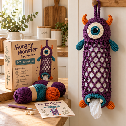🧶Crochet Animal Bag Holder DIY Kit – Cute & Functional Hanging Storage Craft Kit🔥