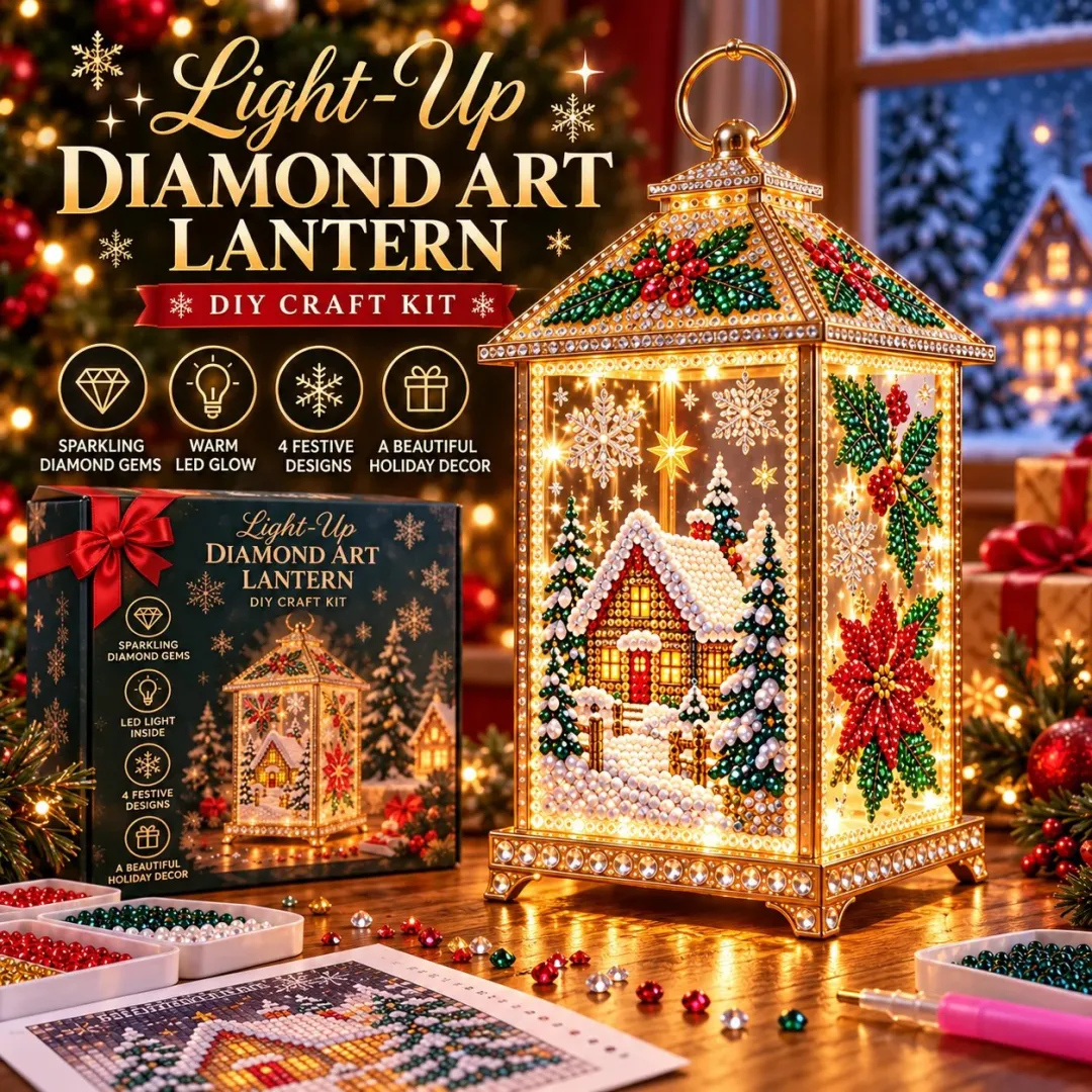 🎄✨ DIY Christmas Diamond Art Lantern – Create Your Own Sparkling Holiday Magic! 🏮💎