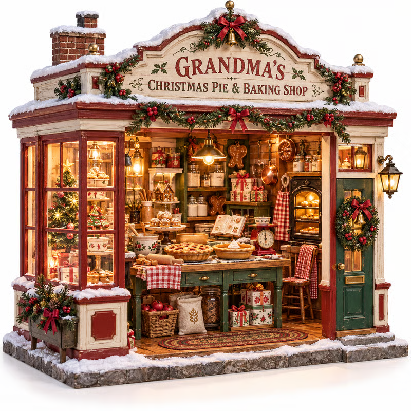 🧵 Grandma’s Cozy Quilt Shop DIY Kit 🎄 | Light-Up Christmas Miniature | Build Your Own Holiday Tradition