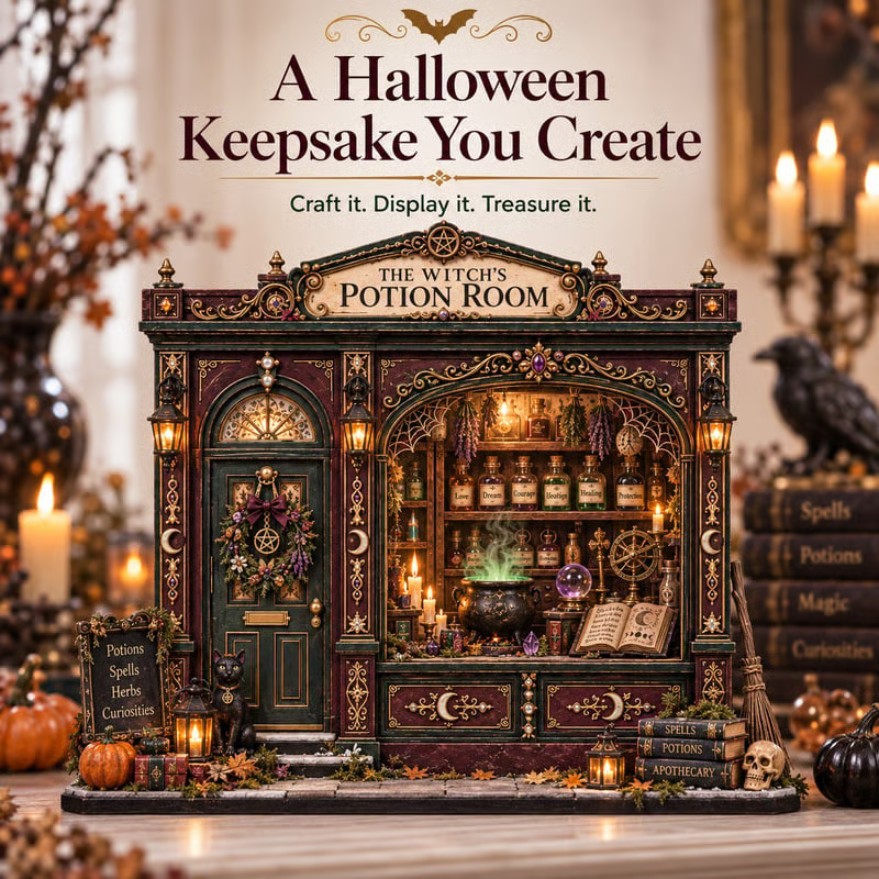 🧵 Grandma’s Cozy Quilt Shop DIY Kit 🎄 | Light-Up Christmas Miniature | Build Your Own Holiday Tradition