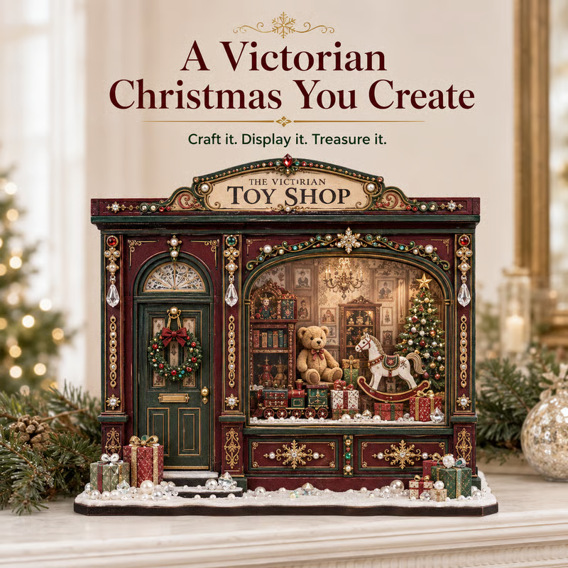 🧵 Grandma’s Cozy Quilt Shop DIY Kit 🎄 | Light-Up Christmas Miniature | Build Your Own Holiday Tradition