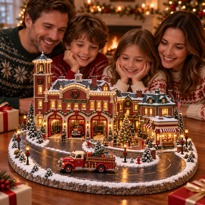 🚒 Christmas Fire Rescue Village – Lighted Holiday Firehouse Scene 🎄✨