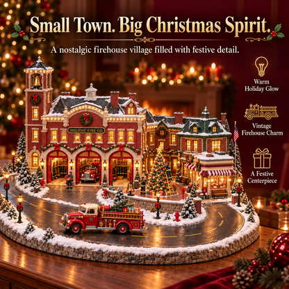 🚒 Christmas Fire Rescue Village – Lighted Holiday Firehouse Scene 🎄✨