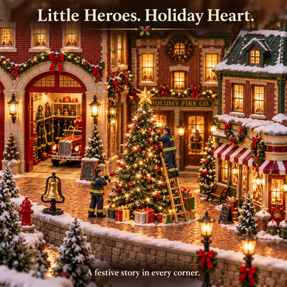 🚒 Christmas Fire Rescue Village – Lighted Holiday Firehouse Scene 🎄✨