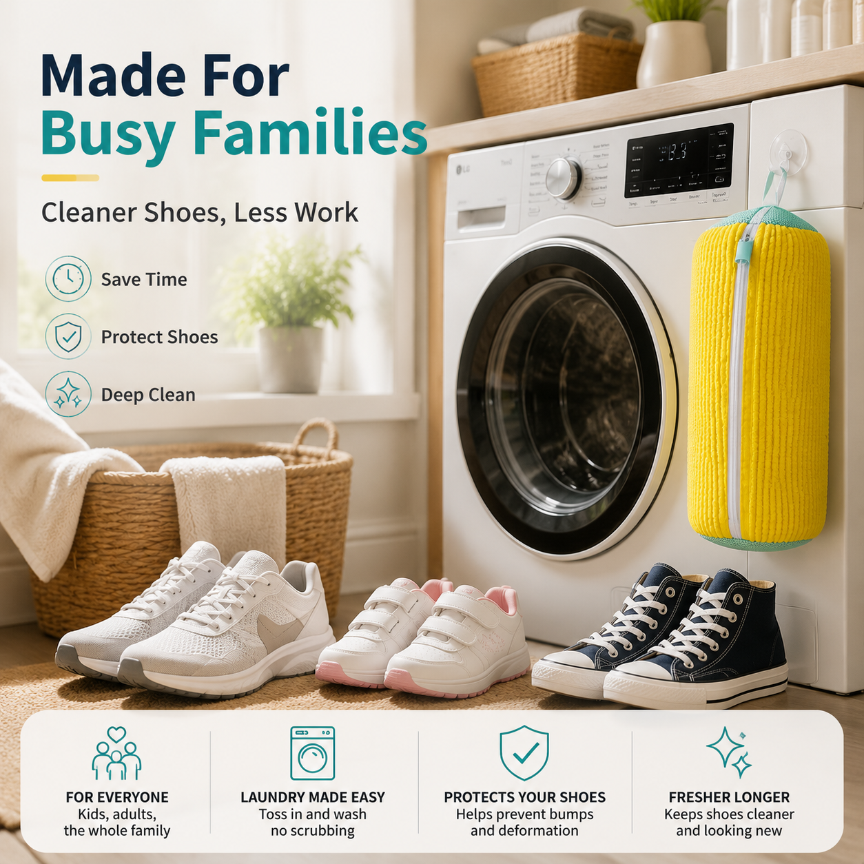 ⚡ No-Scrub Shoe Washing Bag – Clean & Protect Your Sneakers In The Washing Machine