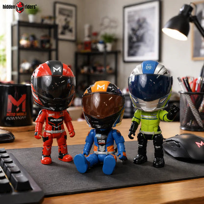 🏍️Cute Racing Helmet Action Figure with Mini Helmet Display