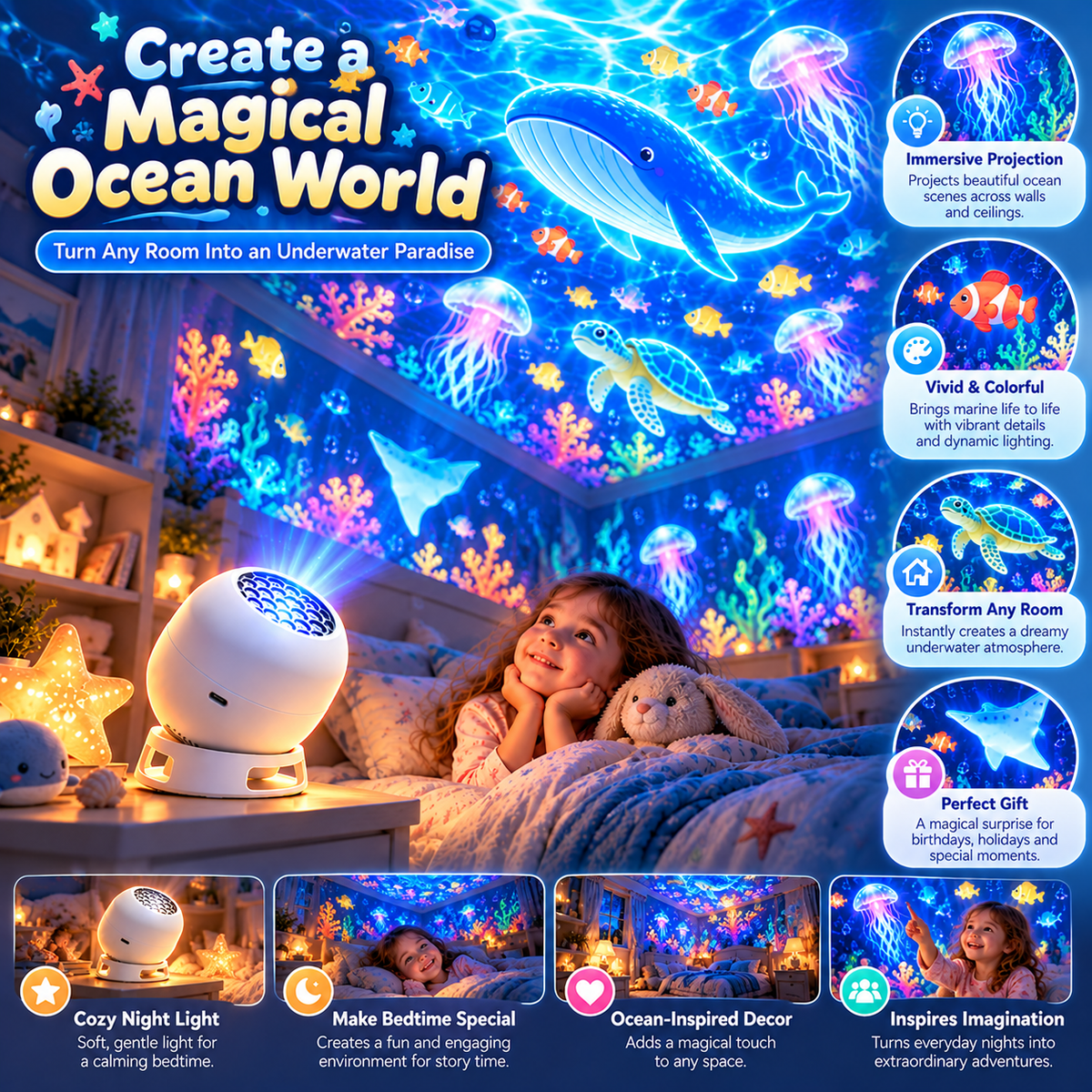 🌙 Magical Image Projection Night Light – Make Bedtime Something To Look Forward To